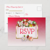 RSVP-Briefkaarten met rode en goudveen Uitnodiging Briefkaart (Voorkant / Achterkant)