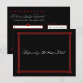 RSVP-Briefkaarten met rode en zwarte Posters Uitnodiging Briefkaart (Voorkant / Achterkant)
