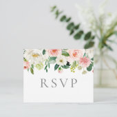 RSVP-Briefkaarten met roze en witte bloem Briefkaart (Staand voorkant)