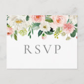 RSVP-Briefkaarten met roze en witte bloem Briefkaart (Voorkant)