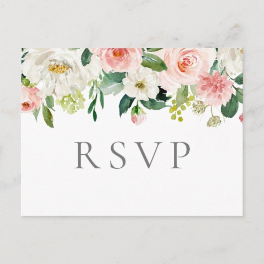 RSVP-Briefkaarten met roze en witte bloem Briefkaart (Voorkant)