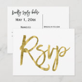 RSVP-Briefkaarten met witte en gouden bruiloft Uitnodiging Briefkaart (Voorkant / Achterkant)