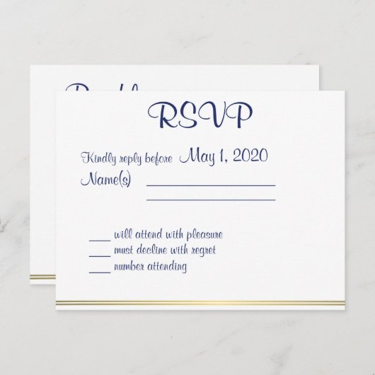 RSVP-Briefkaarten met witte Nautical Wedding Uitnodiging Briefkaart (Voorkant / Achterkant)