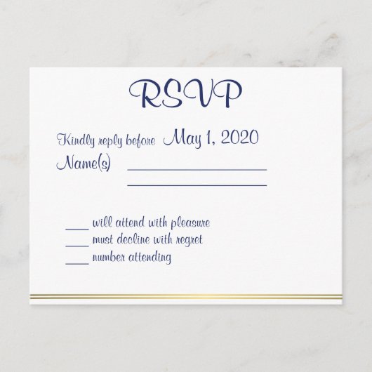 RSVP-Briefkaarten met witte Nautical Wedding Uitnodiging Briefkaart (Voorkant)