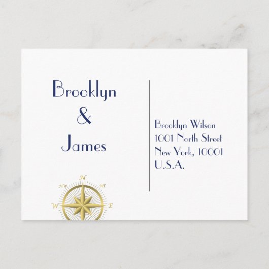 RSVP-Briefkaarten met witte Nautical Wedding Uitnodiging Briefkaart (Achterkant)