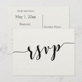 RSVP-Briefkaarten met zwarte en witte kalligrafie Uitnodiging Briefkaart (Voorkant / Achterkant)