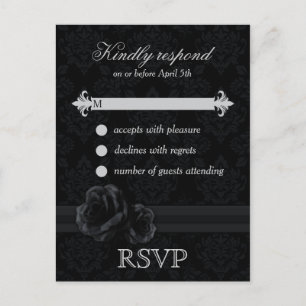 RSVP-briefkaarten met zwarte vocht met kant-en-roo Uitnodiging Briefkaart