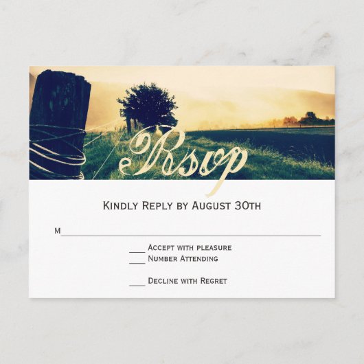 RSVP-Briefkaarten op grond van veldhechting na huw Uitnodiging Briefkaart (Achterkant)