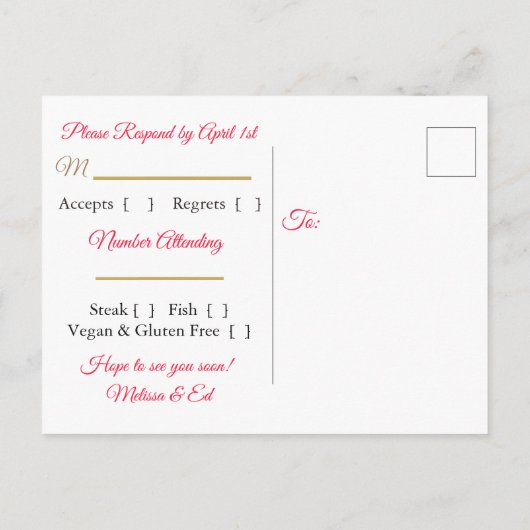 RSVP-Briefkaarten Uitnodiging Briefkaart (Achterkant)