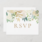 RSVP-Briefkaarten voor gouden en witte bruiloft Briefkaart (Voorkant / Achterkant)