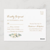 RSVP-Briefkaarten voor gouden en witte bruiloft Briefkaart (Achterkant)