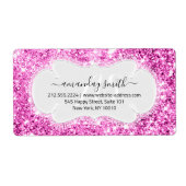 RSVP Bruids Sweet Monogram Bruiloft Roze Sparkly Etiket (Voorkant)
