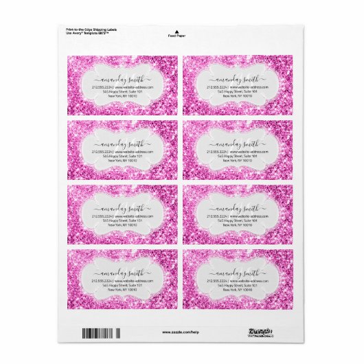 RSVP Bruids Sweet Monogram Bruiloft Roze Sparkly Etiket (Full Sheet)