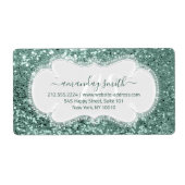 RSVP Bruids Zoet Monogram Bruiloft Munt Glitter Etiket (Voorkant)