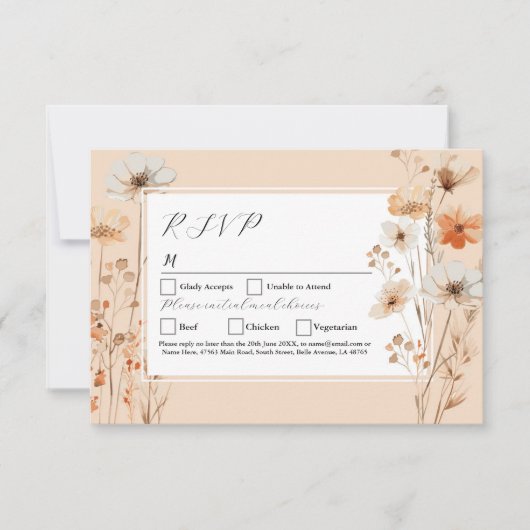 RSVP Bruiloft Bloemen Boho Bloemen Bohomian Kaart (Voorkant)