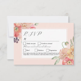 RSVP Bruiloft Bloemen Kleurrijke Waterverf Bloemen Kaart