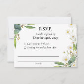 RSVP bruiloft botanische eucalyptus daisy thema Kaartje (Voorkant)
