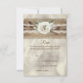 RSVP Bruiloft Burlap Beige Wit Rose Kant Bow (Voorkant)