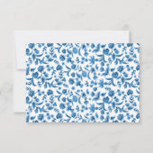 RSVP bruiloft Chintz Blauw & Wit Bloemen Ditsy Kaart (Achterkant)