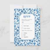 RSVP bruiloft Chintz Blauw & Wit Bloemen Ditsy Kaart (Voorkant)