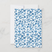 RSVP bruiloft Chintz Blauw & Wit Bloemen Ditsy Kaart (Achterkant)