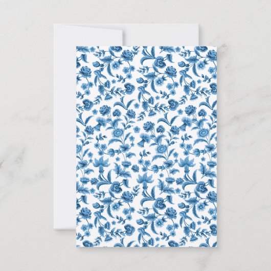 RSVP bruiloft Chintz Blauw & Wit Bloemen Ditsy Kaart (Achterkant)