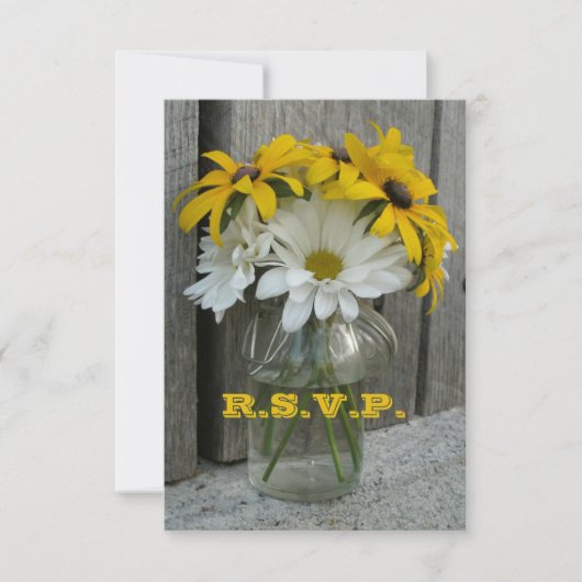 RSVP bruiloft: Daisies, Black Eyed Susans, Barnwoo (Voorkant)