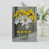 RSVP bruiloft: Daisies, Black Eyed Susans, Barnwoo (Staand voorkant)