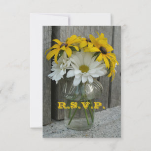 RSVP bruiloft: Daisies, Black Eyed Susans, Barnwoo Kaartje