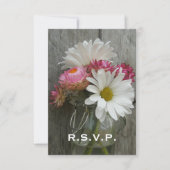 RSVP bruiloft: Daisies, Strawbloemen en Barnwood (Voorkant)