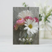 RSVP bruiloft: Daisies, Strawbloemen en Barnwood (Staand voorkant)