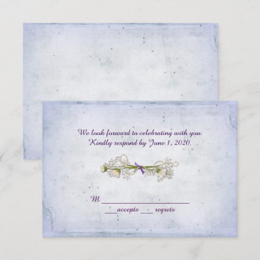 RSVP bruiloft- daisy bouquet met parels Kaart (Voorkant / Achterkant)