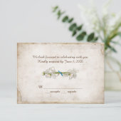 RSVP bruiloft- daisy bouquet met parels Kaart (Staand voorkant)