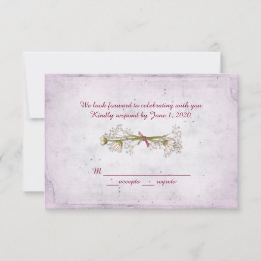 RSVP bruiloft- daisy bouquet met parels Kaart (Voorkant)