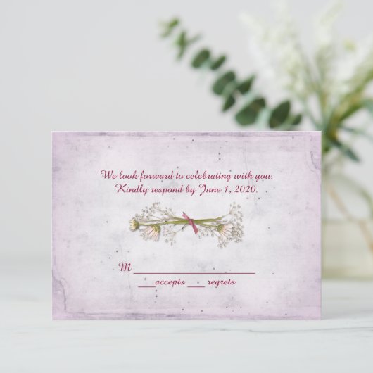 RSVP bruiloft- daisy bouquet met parels Kaart (Staand voorkant)