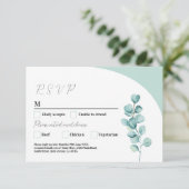 RSVP bruiloft eucalyptus laat groen eenvoudig Kaart (Staand voorkant)