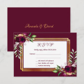 RSVP bruiloft florals bordeaux boho (Voorkant / Achterkant)