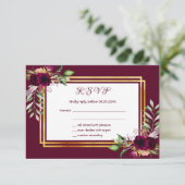 RSVP bruiloft florals bordeaux boho Kaartje (Staand voorkant)