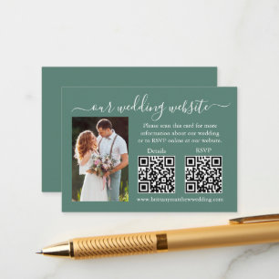 RSVP - bruiloft - foto 2 QR Eucalyptus Green Informatiekaartje