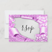 RSVP Bruiloft Glitter Bruids Grijs Zilver Roze (Achterkant)