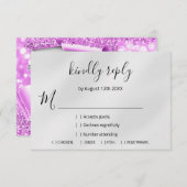 RSVP Bruiloft Glitter Bruids Grijs Zilver Roze (Voorkant / Achterkant)
