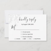 RSVP Bruiloft Glitter Bruids Wit Roze Bloemen (Voorkant)