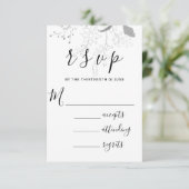 RSVP Bruiloft Glitter Lijst Floral Silver Grey (Staand voorkant)