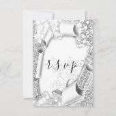 RSVP Bruiloft Glitter Lijst Floral Silver Grey (Achterkant)