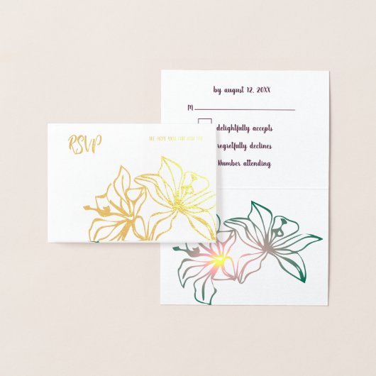 RSVP-bruiloft goug-folie-lioolbloemen Folie Kaarten (Display)