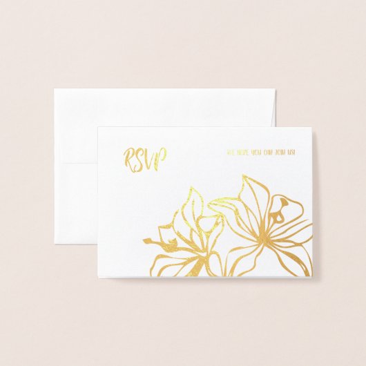 RSVP-bruiloft goug-folie-lioolbloemen Folie Kaarten (Voorkant met envelop)