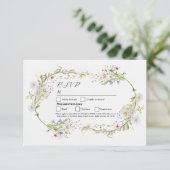 RSVP Bruiloft Lente Wildbloemen Daisy Kaart (Staand voorkant)