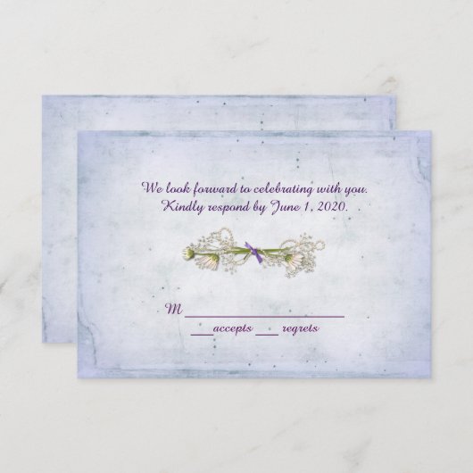 RSVP bruiloft - madelief boeket met parels Kaart (Voorkant / Achterkant)