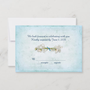 RSVP bruiloft - madelief boeket met parels Kaart