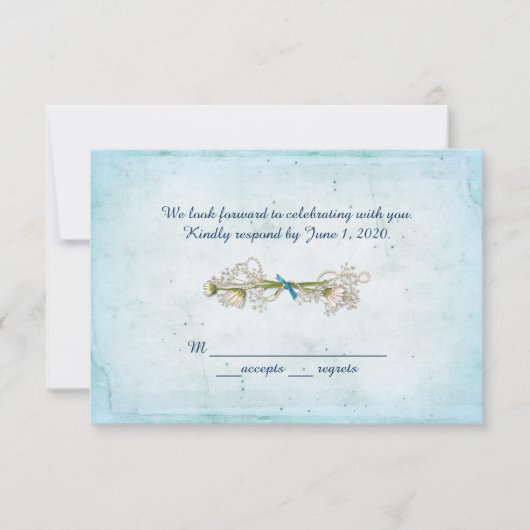 RSVP bruiloft - madelief boeket met parels Kaart (Voorkant)